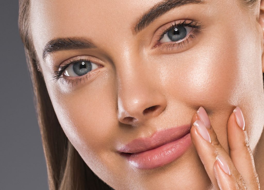 Female beautiful face eyes and smile spa concept